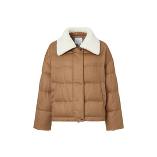 【丝驼绒】VGRASS25冬新款丝驼绒混纺骆驼毛90白鹅绒羽绒服卡其女