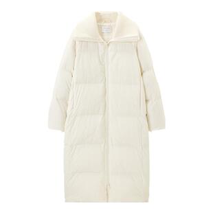 TKY SHOP大翻领长款羽绒服女2025冬季新款奶白色减龄保暖厚外套