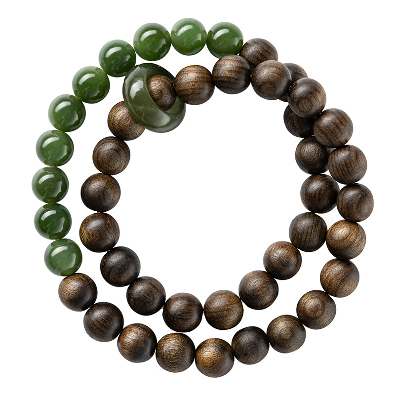 PANTA手作「只此青绿」和田玉乌木金丝楠手串碧玉阴沉木天然阳绿