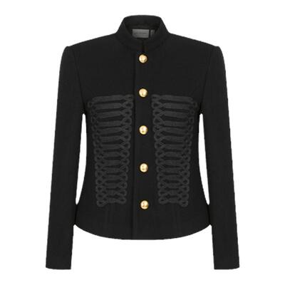 木兰买手店黑色立领军风立领盘扣