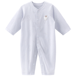 木生棉婴儿长袖连体衣夏季薄款宝宝透气哈衣竹纤维空调服爬服睡衣