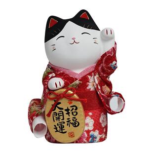 日本进口药师窑和服招财猫摆件手作锦彩桌面饰品吉祥猫咪生日礼物