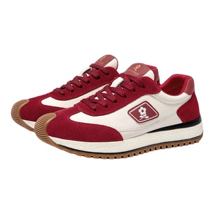 Montagut/梦特娇本命年中国红休闲男鞋 春季头层牛皮百搭运动潮鞋