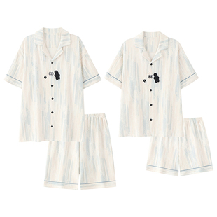 芬腾可安睡衣情侣装一男一女夏季纯棉薄短袖可外穿务实家居服夏天
