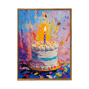 生日蛋糕-diy数字油画手绘减压厚涂油画高级感装饰画送人生日礼物