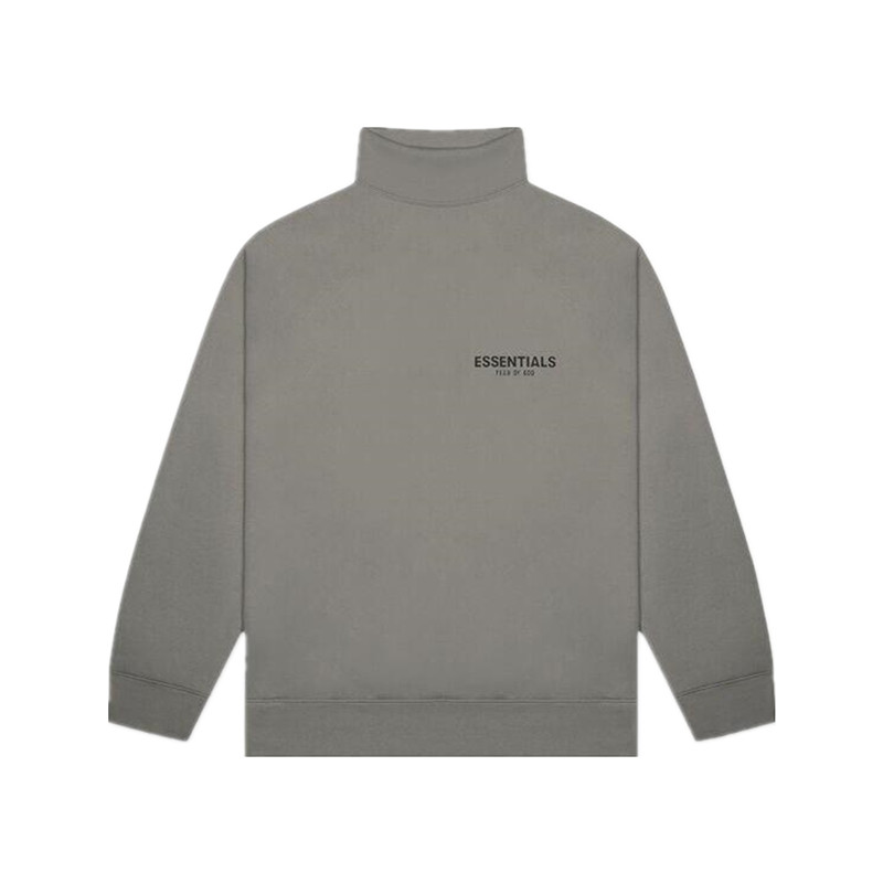 FOG Fear Of God Essentials反光胸口LOGO 高领卫衣无帽 皮标复线