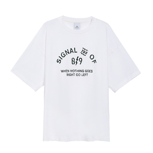 Turn Signal潮牌落肩圆领短袖T恤女夏季2026新款宽松体恤休闲上衣