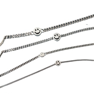 SHUI 925纯银项链手链笑脸微笑元素简约百搭锁骨链极简气质短链