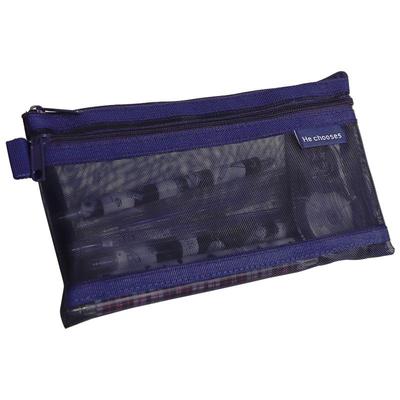 复古简约透明网纱笔袋大容量学生铅笔文具袋网格袋考试专用便携高颜值ins风男孩初中女生2024新款设计感小众