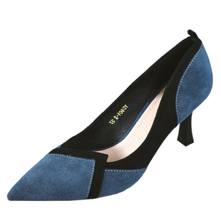 法式绒面高跟鞋细跟5cm配裙子设计感小众尖头浅口单鞋中跟不累脚