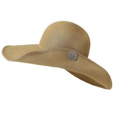 MISMEMO海岛度假风草帽女海边大帽檐沙滩遮阳帽可折叠法式防晒帽