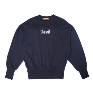 CLP原创黑色Devil闪钻亮片恶魔翅膀罗纹收腰套头卫衣上衣男设计感
