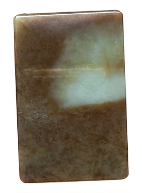 和田玉且末糖青白玉无事牌手把件