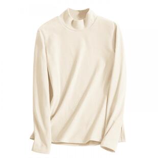 都市丽人绒德打底衫女内搭高级感冬加绒保暖内衣白色半高领秋衣Y