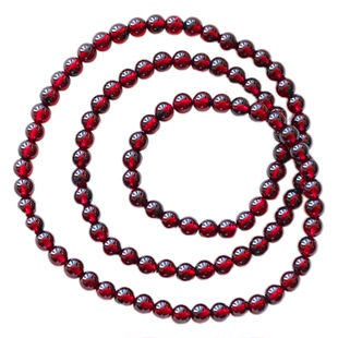 天然酒红石榴石手链女多圈多层正品5A级石榴石三圈3圈女手串