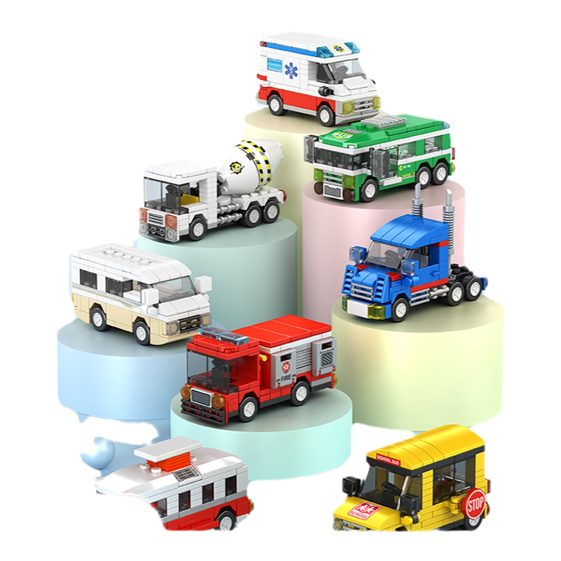 儿童积木拼图6到12岁男孩益智拼装玩具汽车小颗粒工程车简单入门