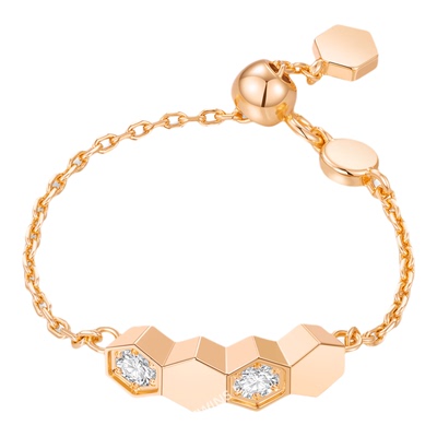 TWINSLULU经典蜂巢几何推拉戒指