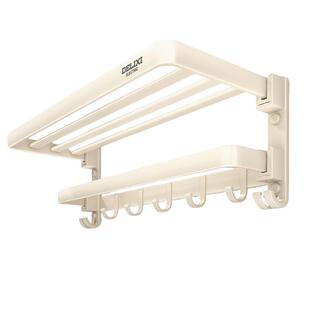 德力西毛巾架卫生间免打孔浴室置物架厕所毛巾杆壁挂式收纳浴巾架