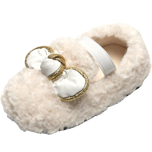 女宝宝棉鞋公主毛毛鞋秋冬季款加绒婴儿鞋子学步冬鞋一岁小童软底