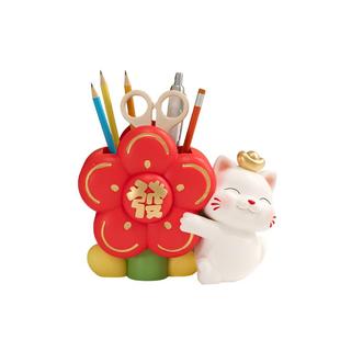 创意招财猫笔筒桌面高级感房间改造小物件卧室梳妆台化妆笔收纳筒