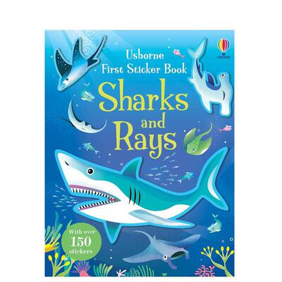 【预售】苐一本贴纸书鲨鱼和鳐鱼英文儿童趣味JaneBingham进口原版书平装3岁-6岁First Sticker Book Sharks and RaysUsborne ch
