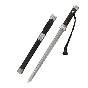 龙泉宝剑白虹唐横刀短刀花纹钢收藏刀剑真剑刀具防身冷兵器未开刃