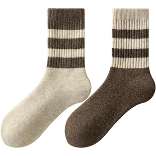 古今纯羊毛袜子女秋冬保暖中筒袜东北加厚防寒女士毛圈高端羊绒袜