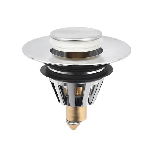 洗手盆面盆塞子下水器弹跳芯洗脸盆按压式过滤不锈钢防臭地漏通用