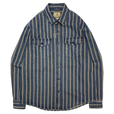 阿美咔叽牛仔条纹衬衫