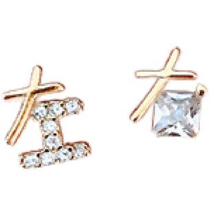 馨米娅925纯银不对称锆石左右耳钉女2025年新款潮耳饰无耳洞耳夹