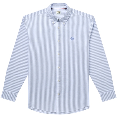 【春夏甄选】Hazzys哈吉斯男春季牛津纺长袖棉质上衣条纹通勤衬衫