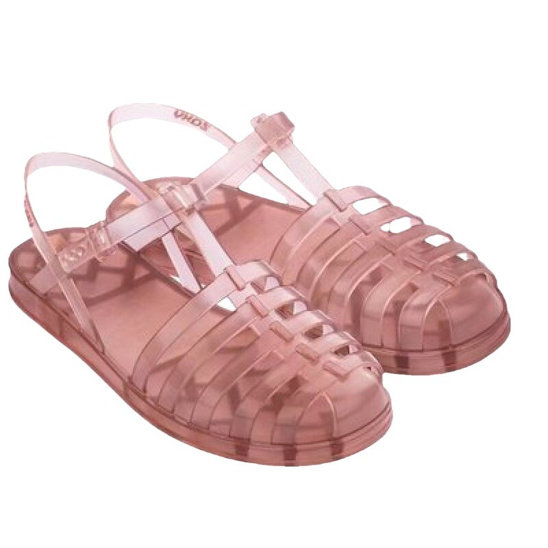 zaxy平底复古风包头果冻凉鞋正品