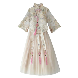 女童旗袍裙2026新款国风新年装汉服儿童秋冬装加厚过年拜年服冬季