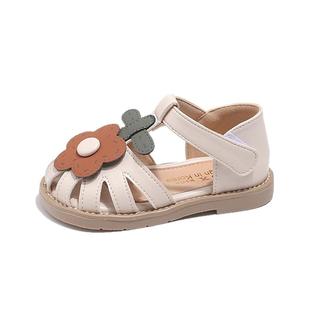 女童凉鞋2026夏季新款儿童小皮鞋卡通花朵宝宝包头镂空单鞋沙滩鞋