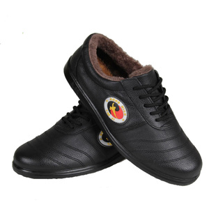 太极鞋软牛皮加绒棉鞋冬季男女 加厚防滑羊毛鞋 练功武术鞋晨练鞋