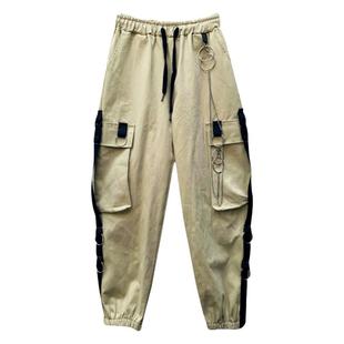卡其色美式工装裤女休闲运动嘻哈街舞潮牌休闲jazz裤子跳舞练习室