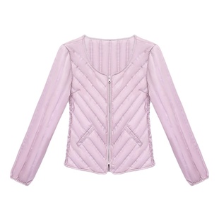 羽绒服女保暖内胆2025年冬季新款轻薄修身打底白鸭绒圆领棉袄短款