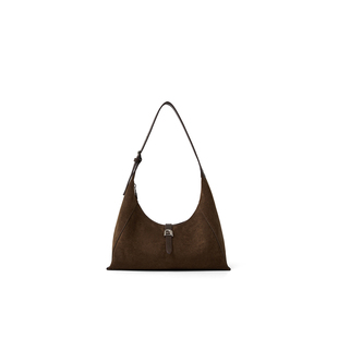 拉菲斯汀麂皮绒三角包包女2025新款秋冬小众斜挎腋下包手提饭盒包