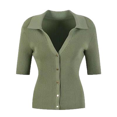 针织衫女短袖修身气质上衣
