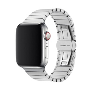 适用苹果手表表带iWatchs10金属女款applewatch9表链小蛮腰竹节单珠s8夏天新款41mm45透气Ultra男生高级