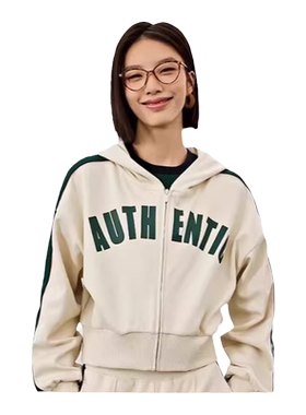 Kappa卡帕春新款女运动卫衣短款连帽开衫字母外套K0D62MK02