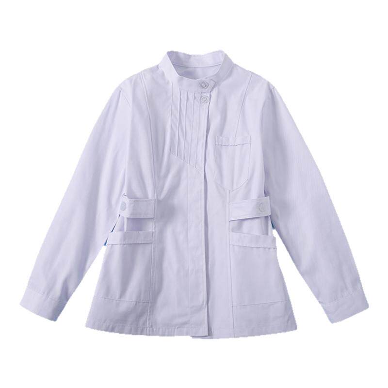 护士服长袖女工作服分体套装左偏捏折化学药店医师外套短款小褂