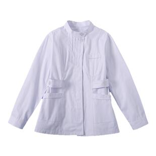 护士服长袖女工作服分体套装左偏捏折化学药店医师外套短款小褂