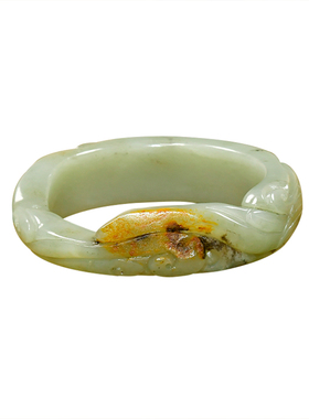 和田玉龙凤呈祥青白籽料手镯