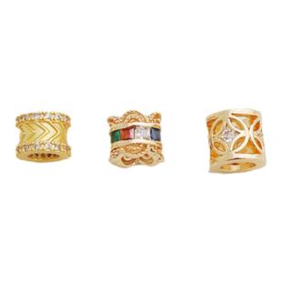 14K包金保色镶锆石双面花托镂空桶珠隔珠diy手链项链手工饰品配件