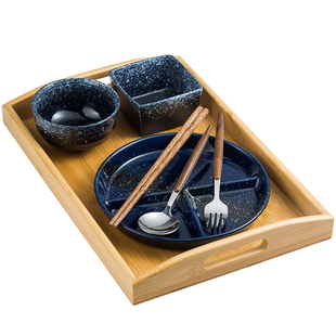 日式早餐减脂定食一人食碗碟套装带托盘商用家用单人份陶瓷碗盘子