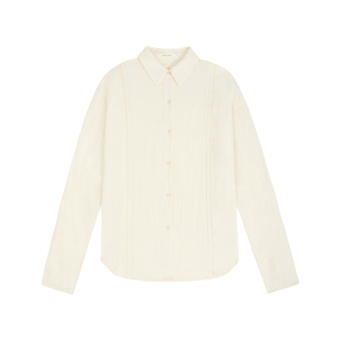 「MISAZ」 通勤的浪漫巧思 翻领拼接对丝镂空衬衫 肌理感棉质衬衣