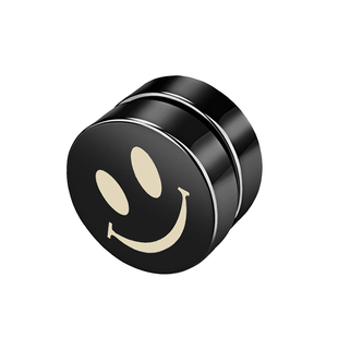 FDK磁吸耳夹无耳洞可戴耳钉男潮黑色十字架笑脸嘻哈个性百搭耳饰