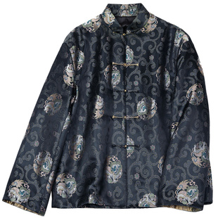 菲伊唐真丝交织宋锦改良对襟冬棉衣立领盘扣复古新中式外套女上衣