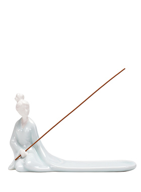 中式风古代仕女陶瓷茶道熏香炉